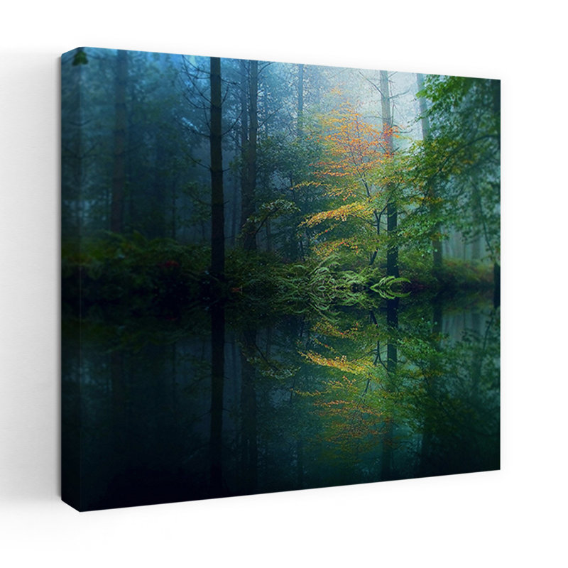 La forêt, paysage contemporain abstrait, art naturel, H 18 po x l 18 po