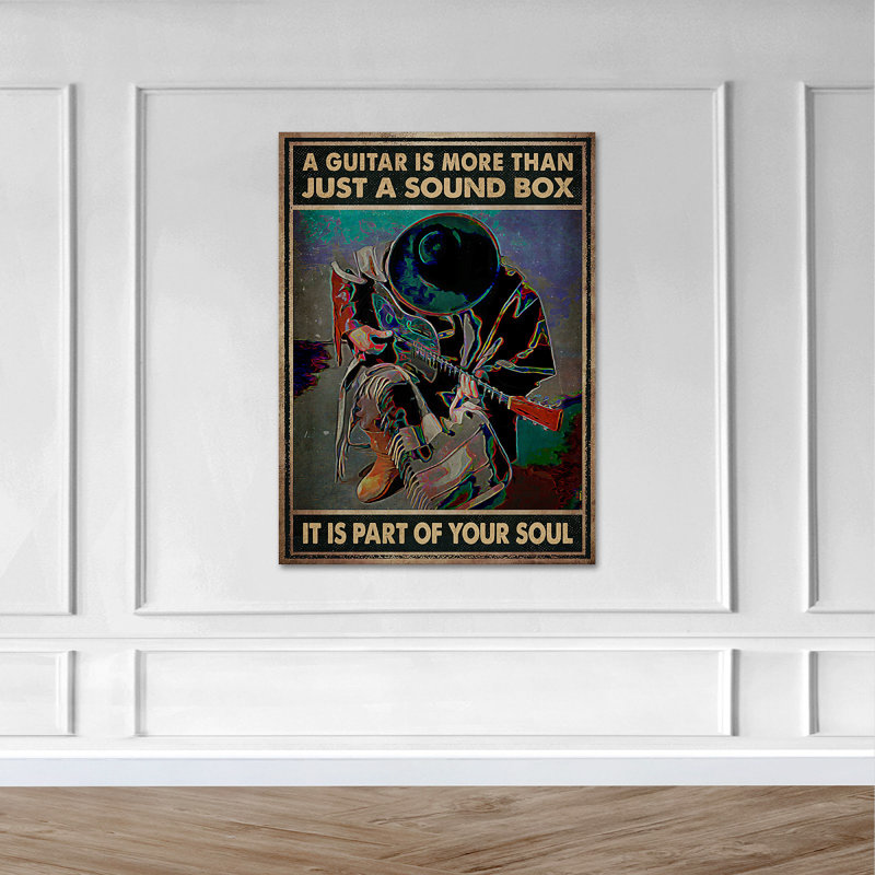 «Black Man Plays» - une guitare est plus qu'une simple boîte à sons tendue sur toile tendue, H 14 po x l 11 po x P 2 po