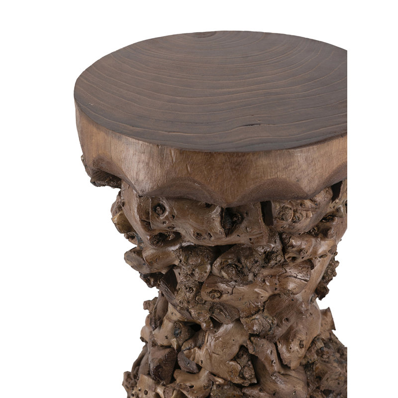 Table d'appoint en bois de mûrier et de paulownia 11,8 po x 11,8 po x 18,9 po avec base organique