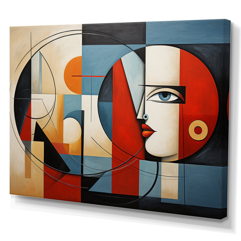 «Cubism Geometric Portrait VII», reproduction d'art sur toile, 16" H x 32" W, Toile tendue