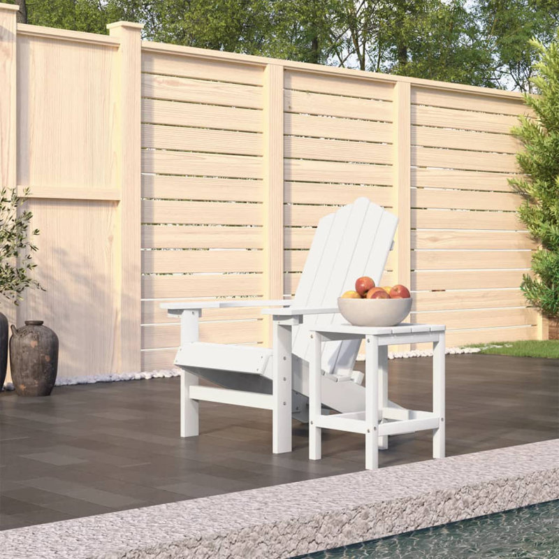 Adames Outdoor Adirondack Chair With Table, White