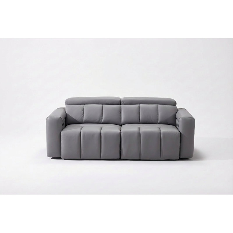 Dallas Leather 3 Seater Power Recliner Sofa, Grey