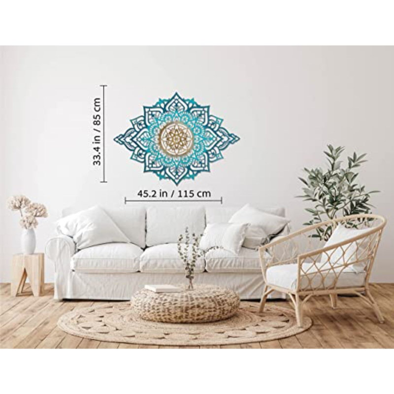 Décoration murale, Turquoise / or, H 45 po x l 33,5 po x P 0,25 po