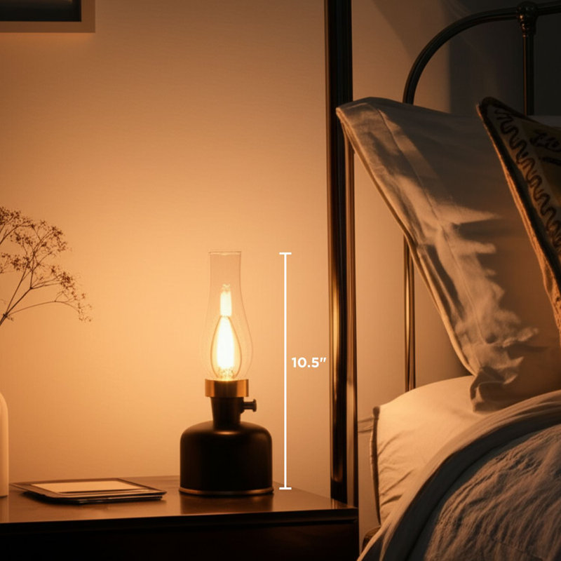 Lampe de table à lanterne Abbott, Noir et or