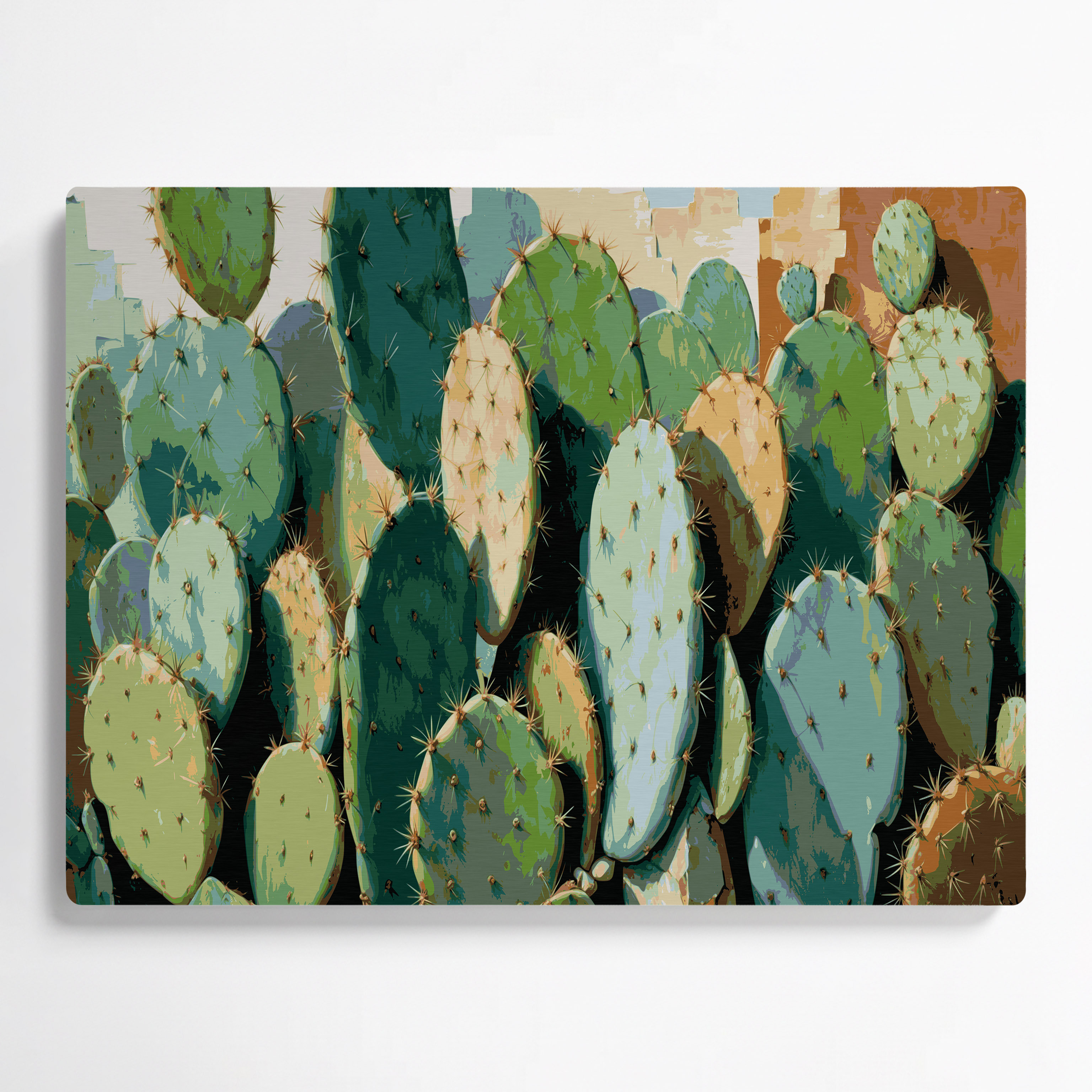Latitude Run® Botanical Prickly Pear Cactus Green Metal Wall Art ...