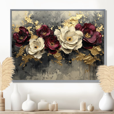 Burgundy Poppies Dreamscape At Night I - Poppies Framed Prints