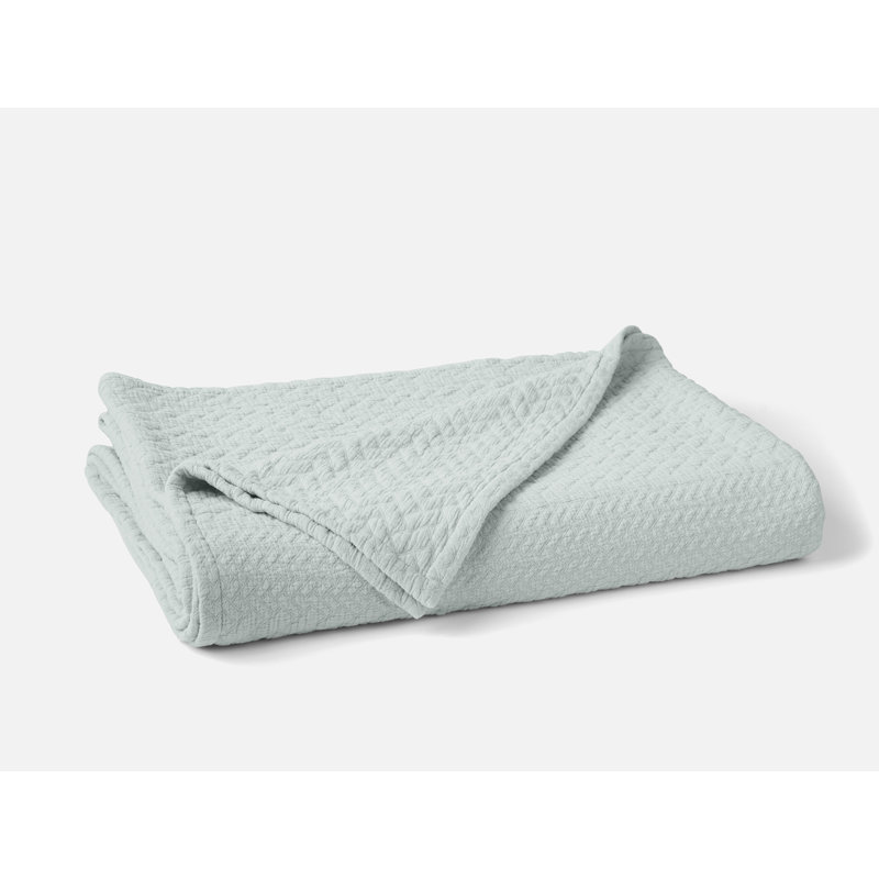 Angeles Organic Matelasse Blanket, Dew, 92" L x 90" W