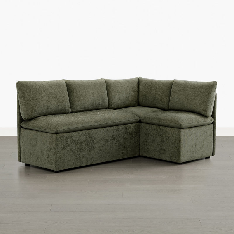  Banquette de coin de salle à manger rembourrée avec rangement, Vert