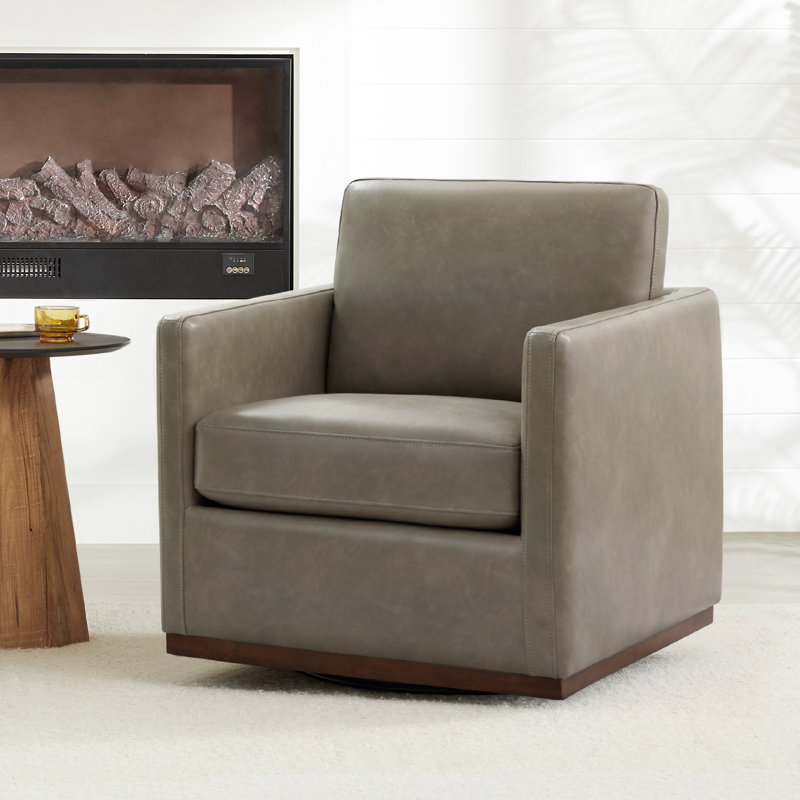 Fauteuil pivotant large Assiatou, Similicuir gris caillou gris