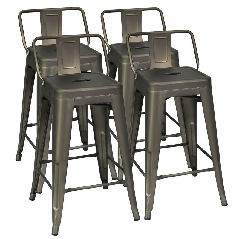 Alaoui Bar Stool, Gunmetal Grey, Counter Stool (24” Seat Height)
