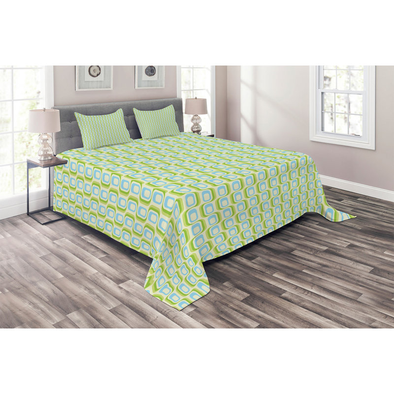 Modern & Contemporary Polyester Geometric Shapes Coverlet, King Bedspread + 2 Shams