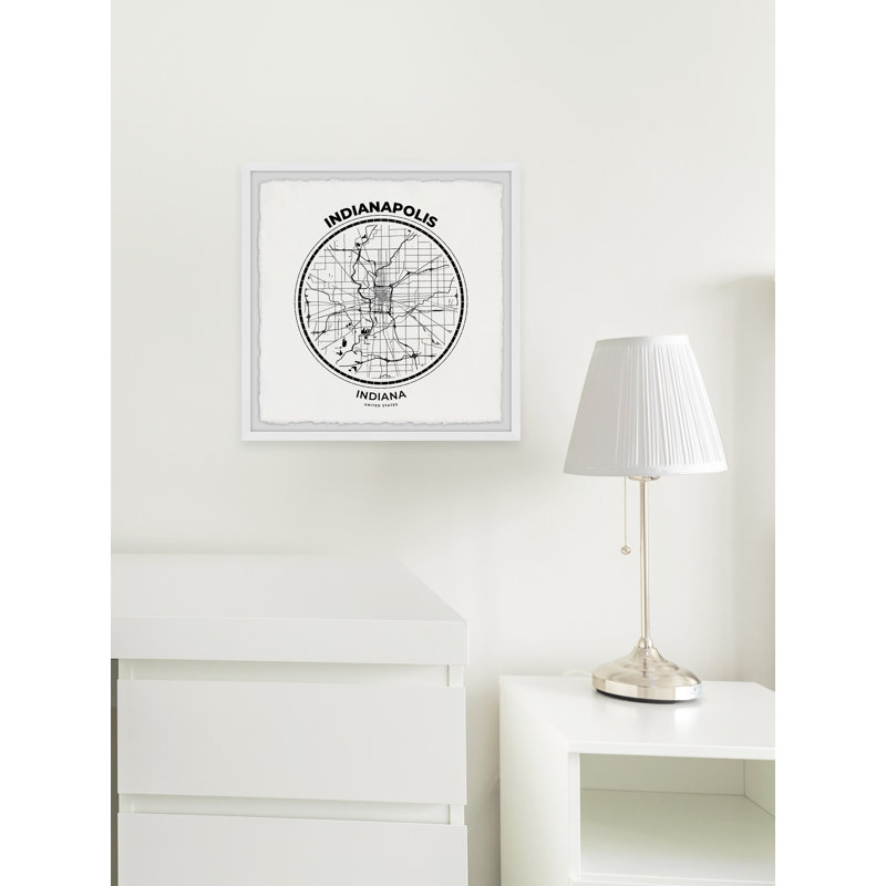 Indianapolis Outline Map - cadre photo, impression d'art textuel sur papier, H 18 po x l 18 po x 1,5 po