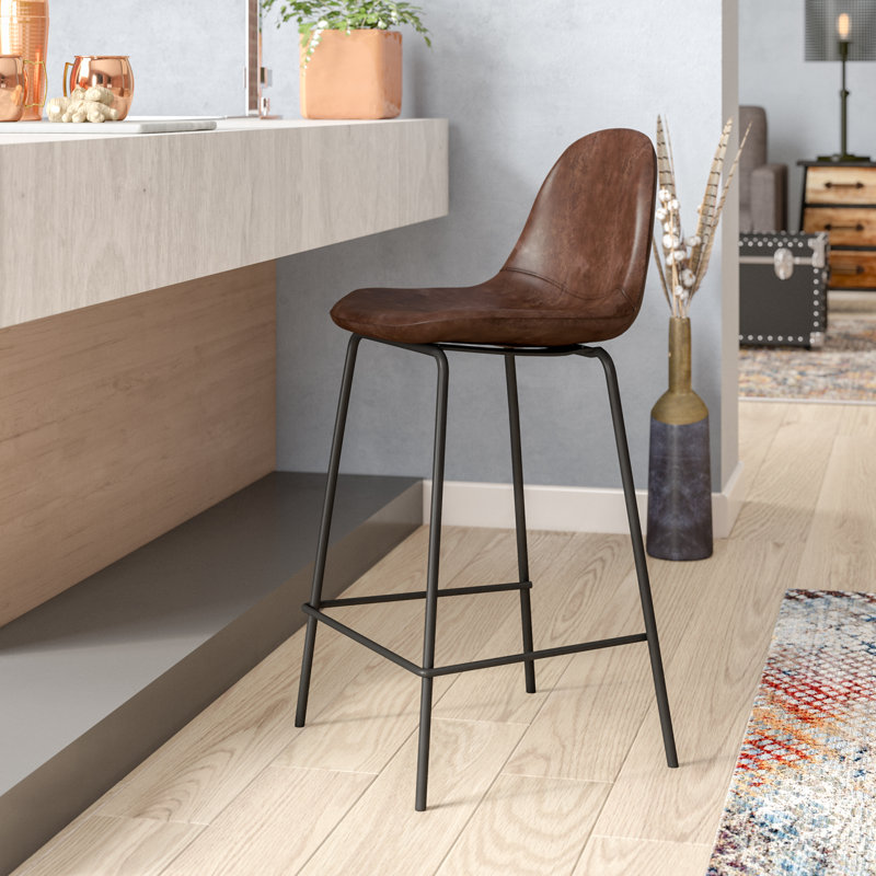 Tabouret de comptoir de 25,5 po Klorik, Brun vieilli, 29.5", 2