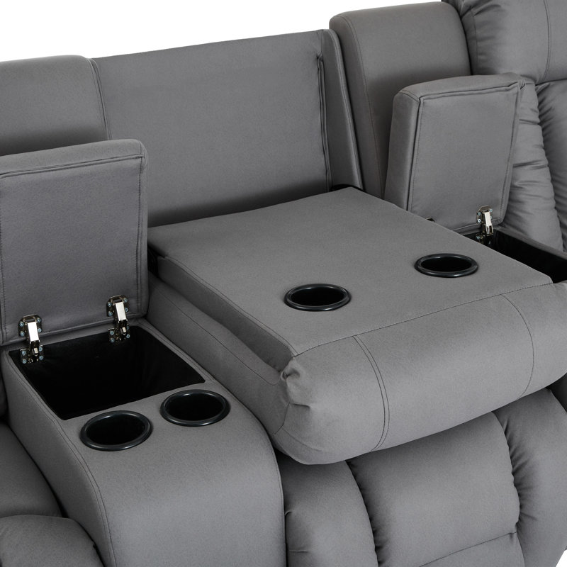 Andreaz 3 Seater Linen Reclining Sofa, Manual - Handle / Lever