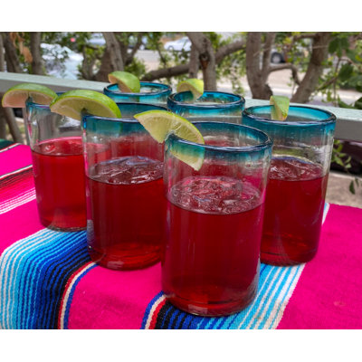 Verres à boire mexicains soufflés à la main - 14 oz.