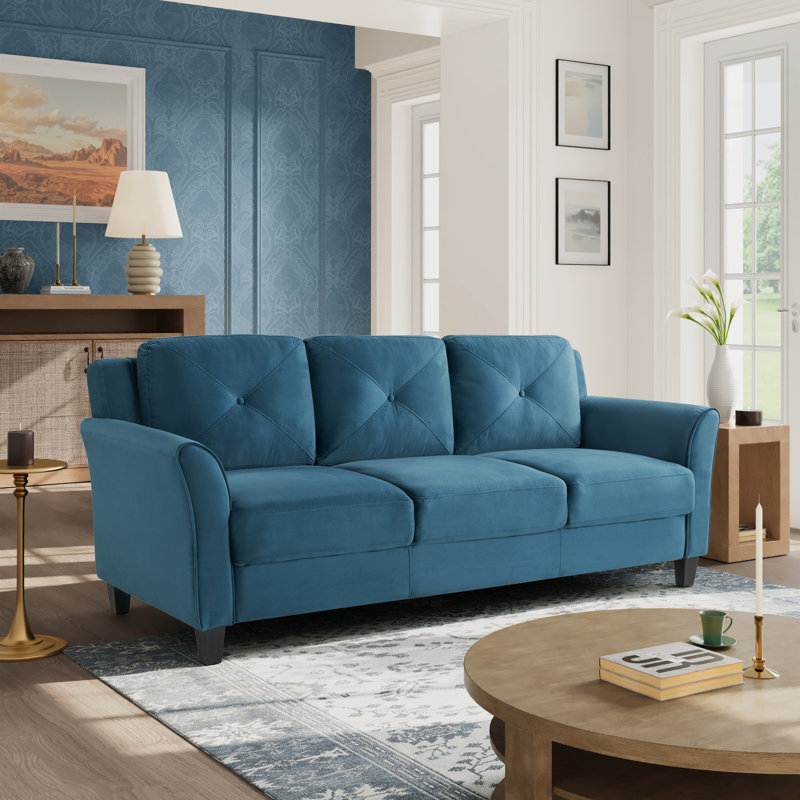 Lourdez Upholstered 56.3'' Loveseat, Black Microfiber, 2, 32.7"H x 56.3"W x 31.5"D