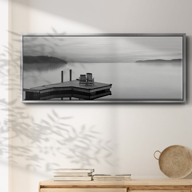 Panneau noir et blanc à motif d'eau - toile encadrée, H 20 po x l 50 po