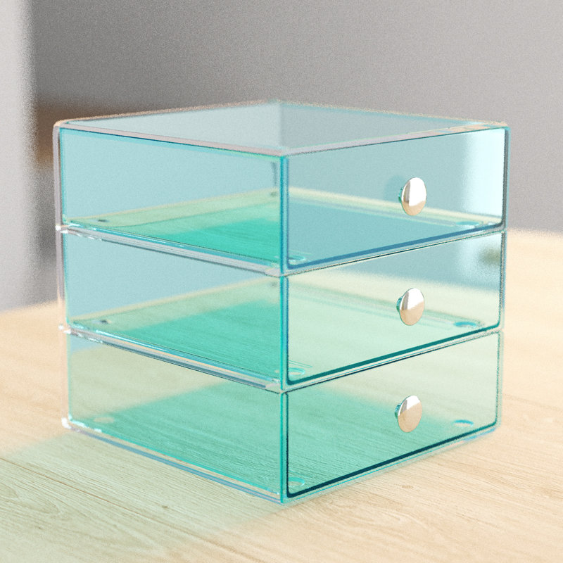 Rangement à 3 tiroirs en plastique Clint, Aqua