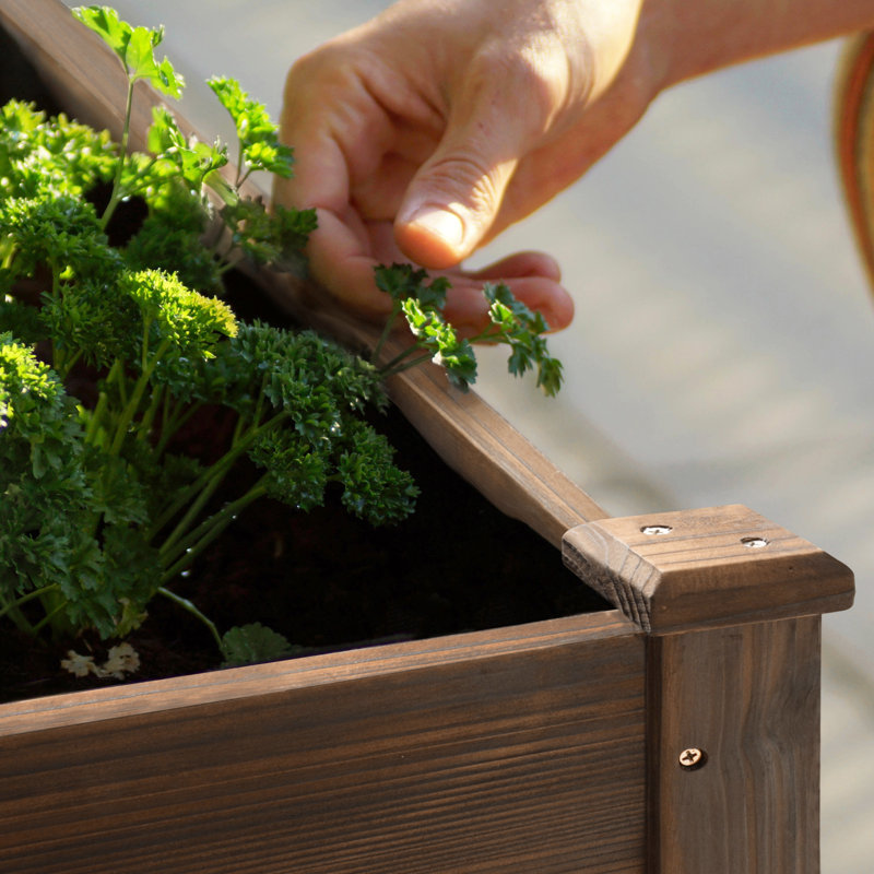 Outdoor Fir Wood Elevated Planter, Rustic