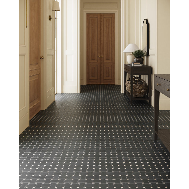 Jumbo Basketweave 12" x 12" Matte Marble Mosaic Floor and Wall Tile , Beige