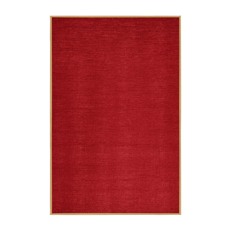 Tapis rouge uni lavable à la machine, Rectangulaire 2 pi x 3 pi