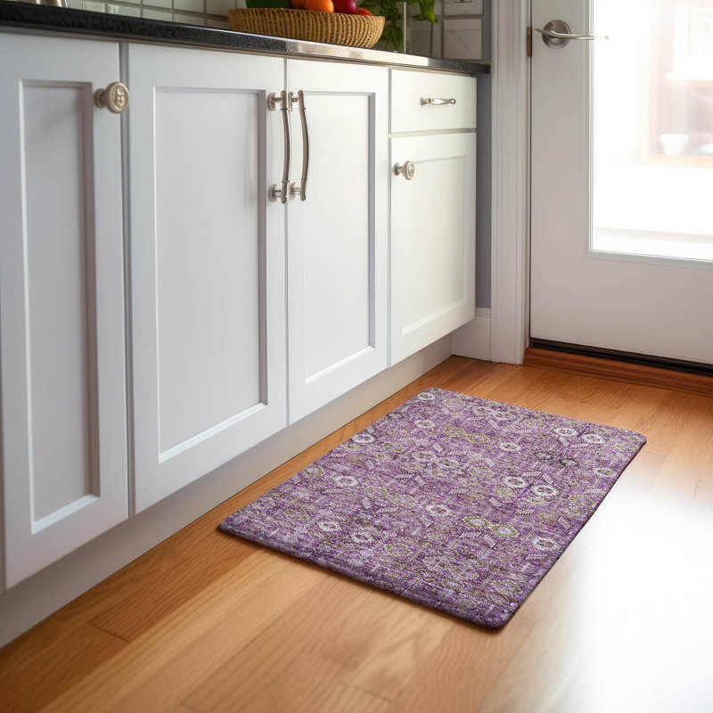 Premium Machine Washable Cerrito AMF574 Lavender Rug, Rectangle 1'8" x 2'6"