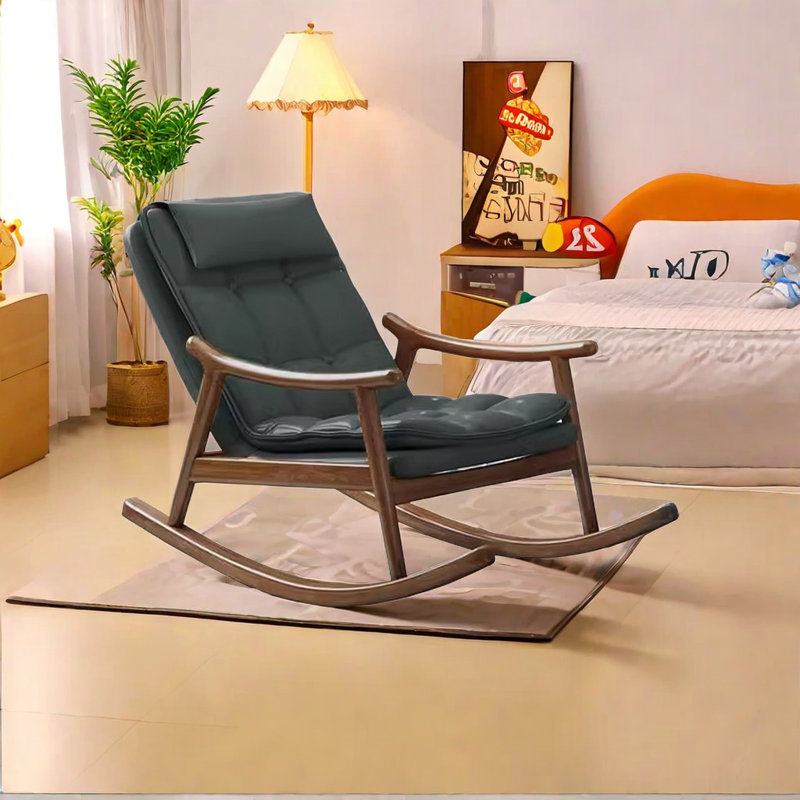 Chaise berçante en bois massif, Vert