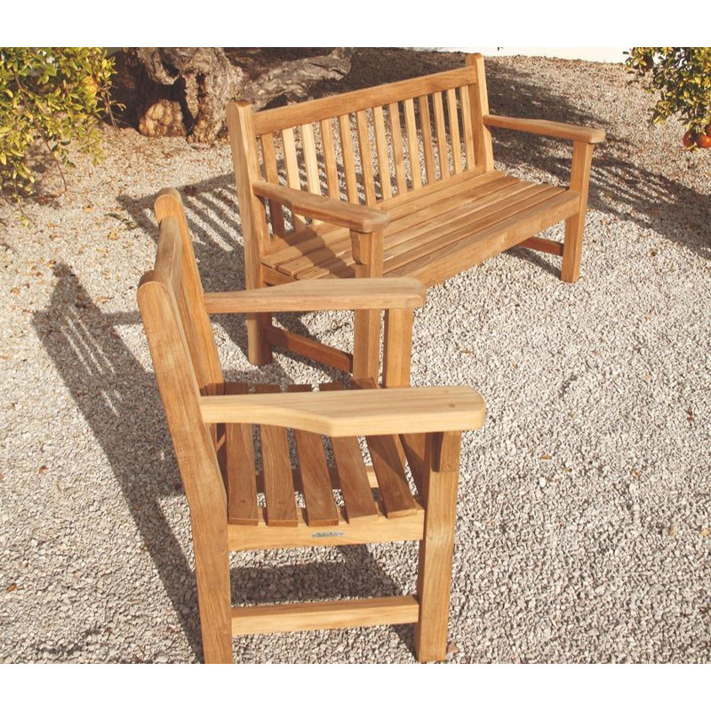 London Outdoor Teak Bench, 35" H x 63" W x 25" D