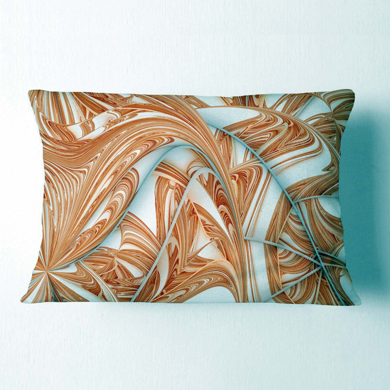 Coussin lombaire à motif fractal winter Abstract, Brun
