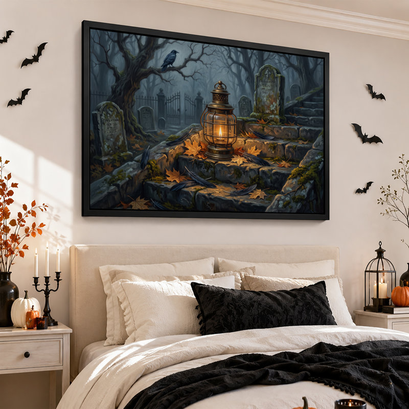Art mural sur toile, lanterne rougeoyante, H 16 po x l 24 po