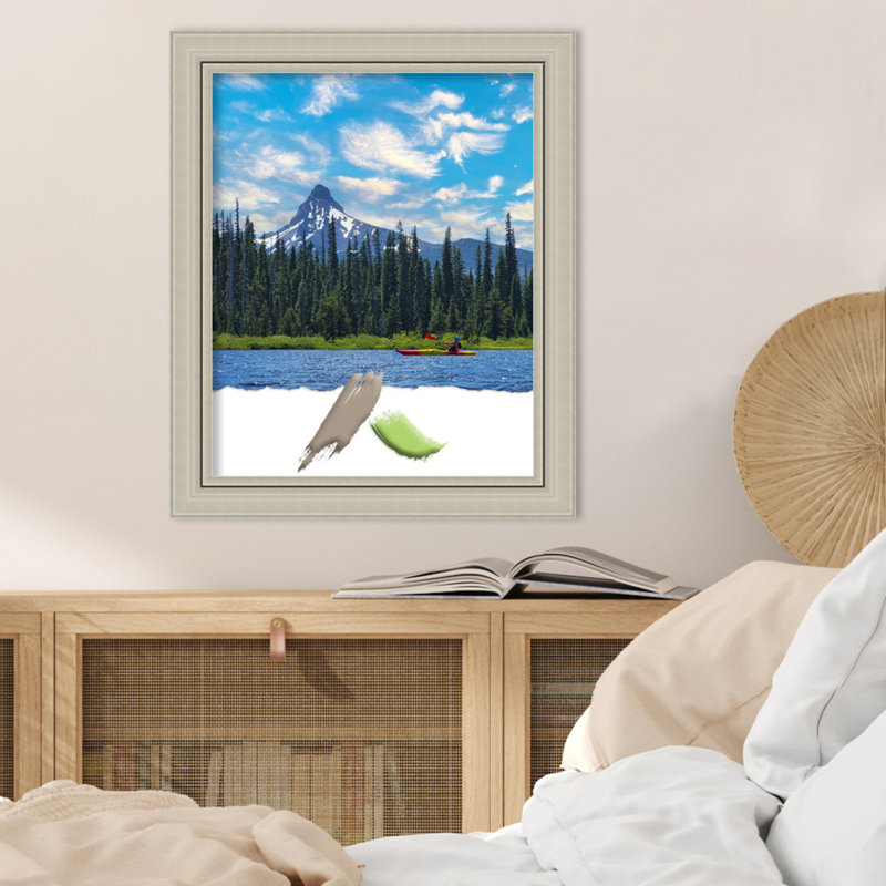 Ashaud Wood Picture Frame with Mat, 16" x 20", Silver