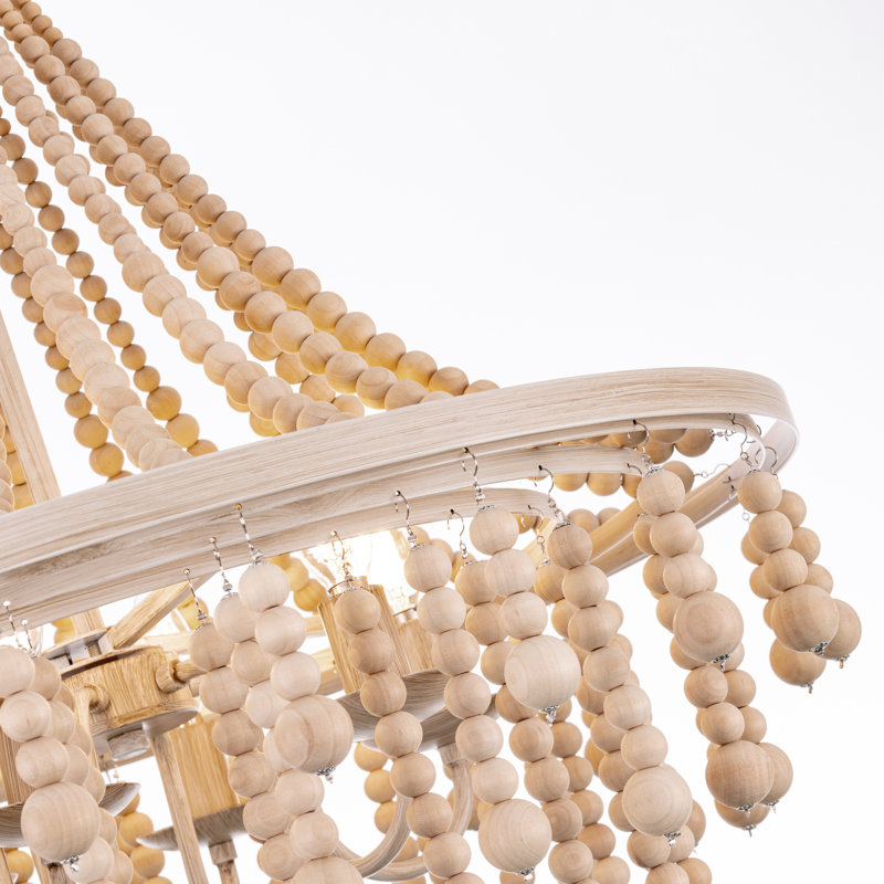 Jorden 6 - Light Solid Wood Dimmable Tiered Chandelier