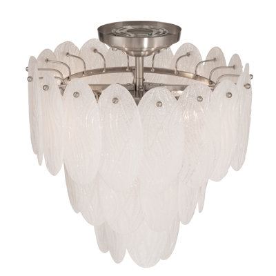 Lustre à 5 lumières et 3 niveaux - Nickel satiné