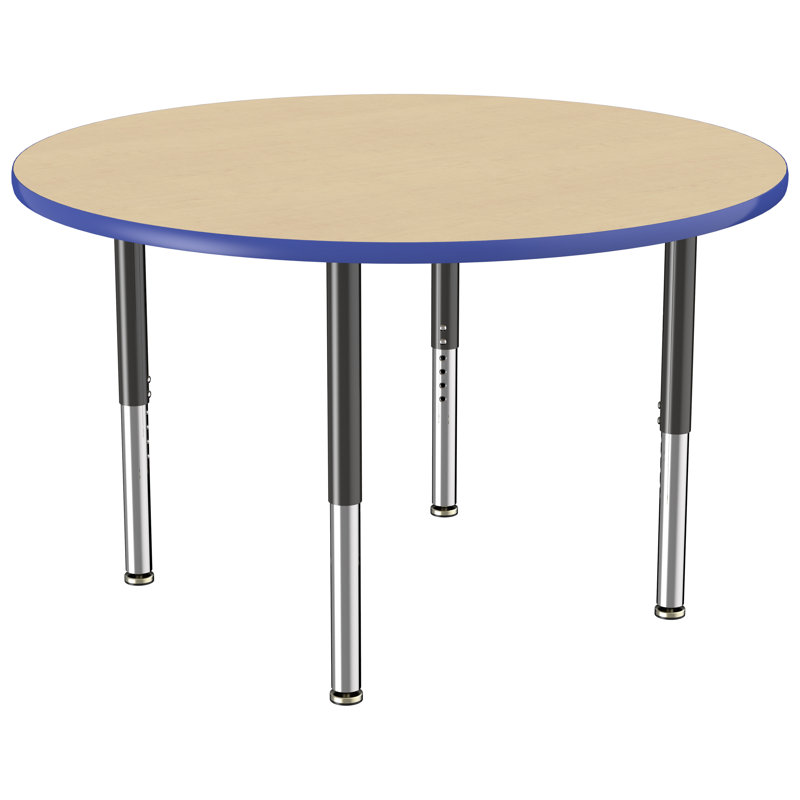Table ronde à hauteur réglable, 48", Maple/Blue/Black, Super