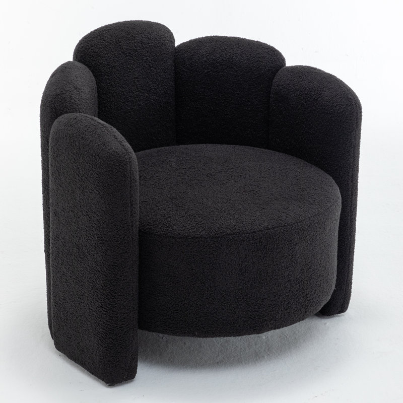 Sherpa Upholstered Barrel Chair, Black