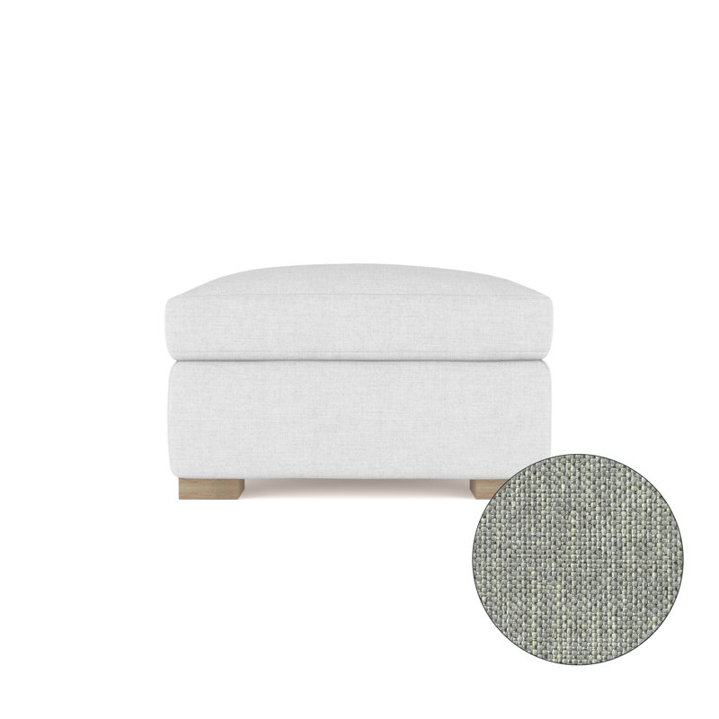 Horatio Upholstered Ottoman, Pebble Weave Linen Haze, Ebony
