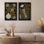 «Abstract Black Botanical Floral Botanical», impression sur toile encadrée 2 pièces-98464634-98464637