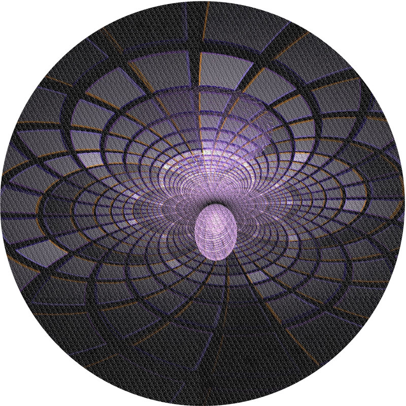 Tapis noir/zone violet Zies, Rond 4 pi