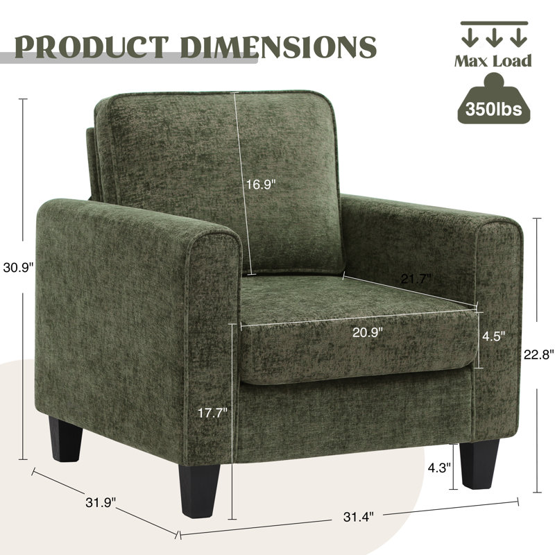 Mid-Century Accent Chairs Featuring Wide Backrest, Green