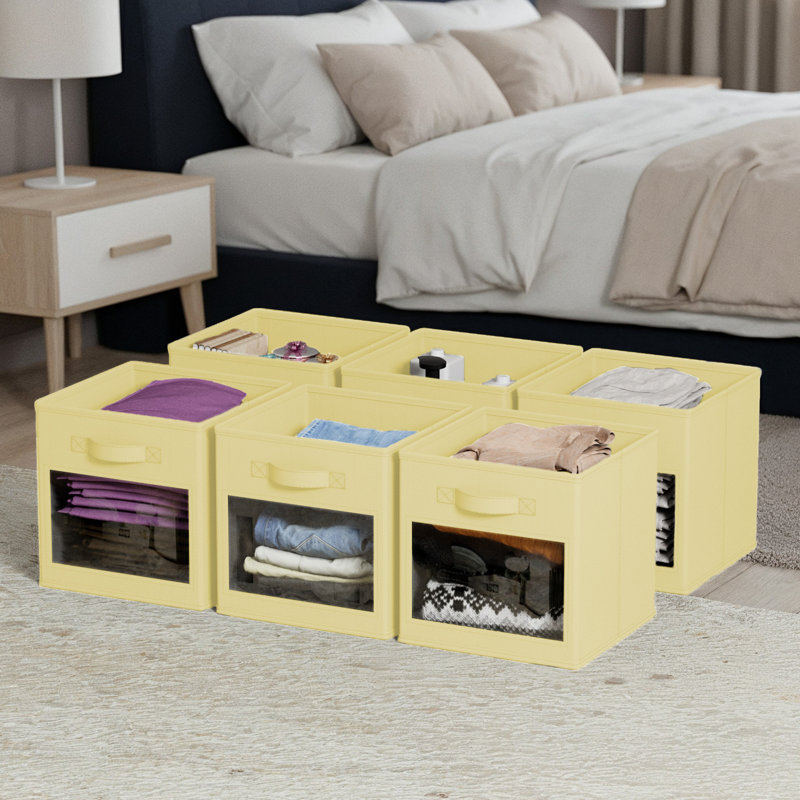 Storage Cubes with Clear Windows, Set of 6 Fabric Bins, 11" Foldable Basket Boxes for Closet, Cubby Shelf & Cube Storage Organizer