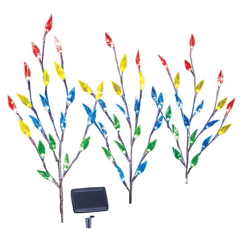 Leaf Branch Battery Lighted Trees and Branches, Yellow/Blue/Green