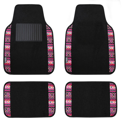 Tartan11 Plaid Trim Non-Slip Carpet Floor Mats Full Set