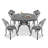 5-Piece 47.24" Round Outdoor Dining Set with Umbrella Hole, 4 Dining Chairs, 15.35" Seat Width-265976407