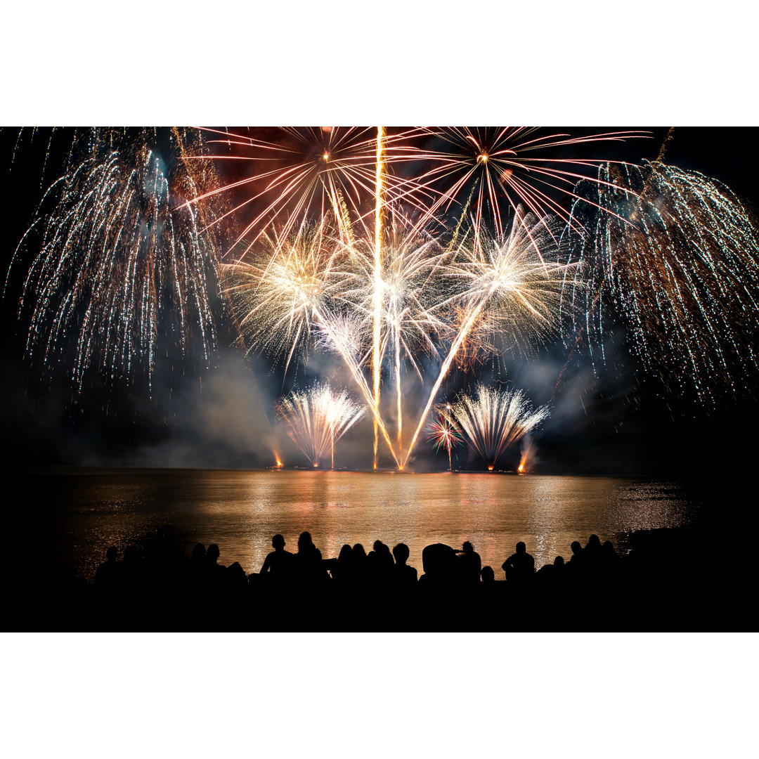 Beautiful Large And Colorful Fireworks by Gregory_DUBUS - No Frame Print on Canvas