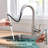 Modern Kitchen Faucet With Pull Down , Brushed Nickel Bathroom Sink Faucet, Single Handle Design Ceramic Filler For And Sinks, Contemporary Style