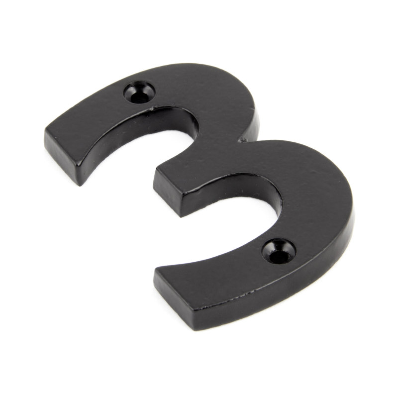 7.8cm H Metal House Number, 3, Black