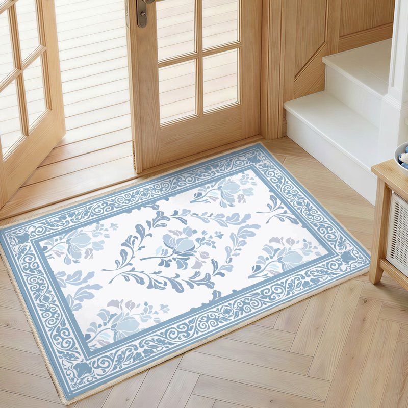 2' X 3' Non-Slip Indoor Area Rug with Floral Pattern Machine Washable,Dusty Blue, Rectangle 2' x 3', Dusty Blue