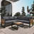 4 Pieces Outdoor Patio Conservation Set, Metal And Wood Frame Sectional L-Shaped Sofa With Soft Cushion And A Coffee Tables For Garden, Backyard, Porch And Deck-1788518760
