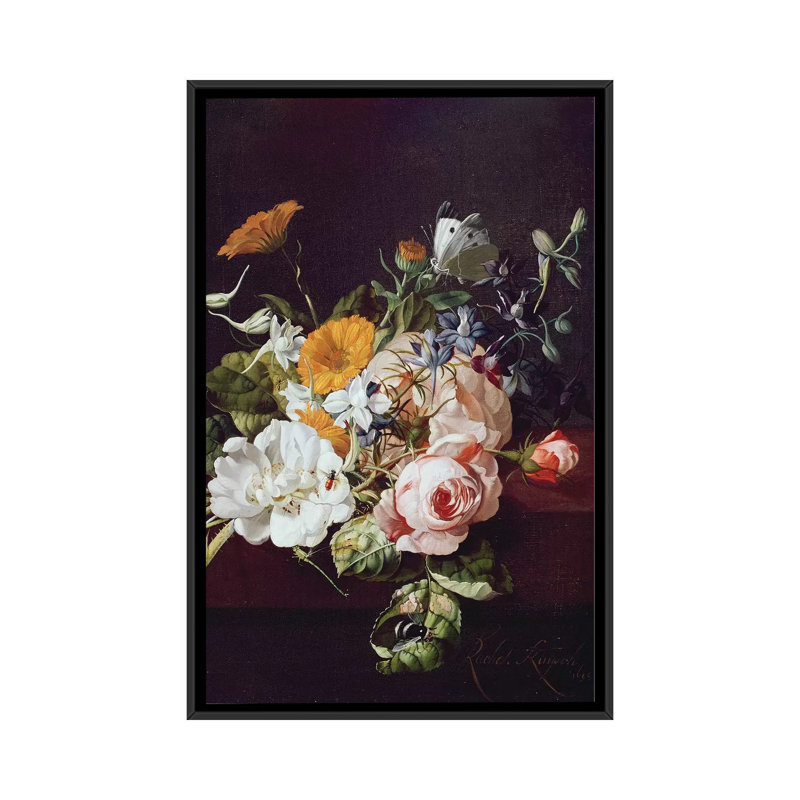 « vase of fleurs, 1695 », reproduction d’impression sur toile tendue, H 26 po x l 18 po x P 1,5 po, Toile avec cadre noir