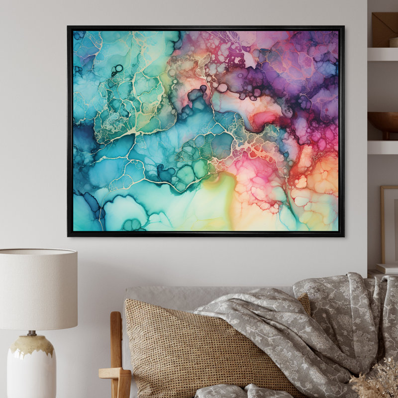 Cilgia - Aurora Borealis, impression d'art mural_106521, H 12 po x l 20 po x P 1 po, Toile avec cadre flottant noir